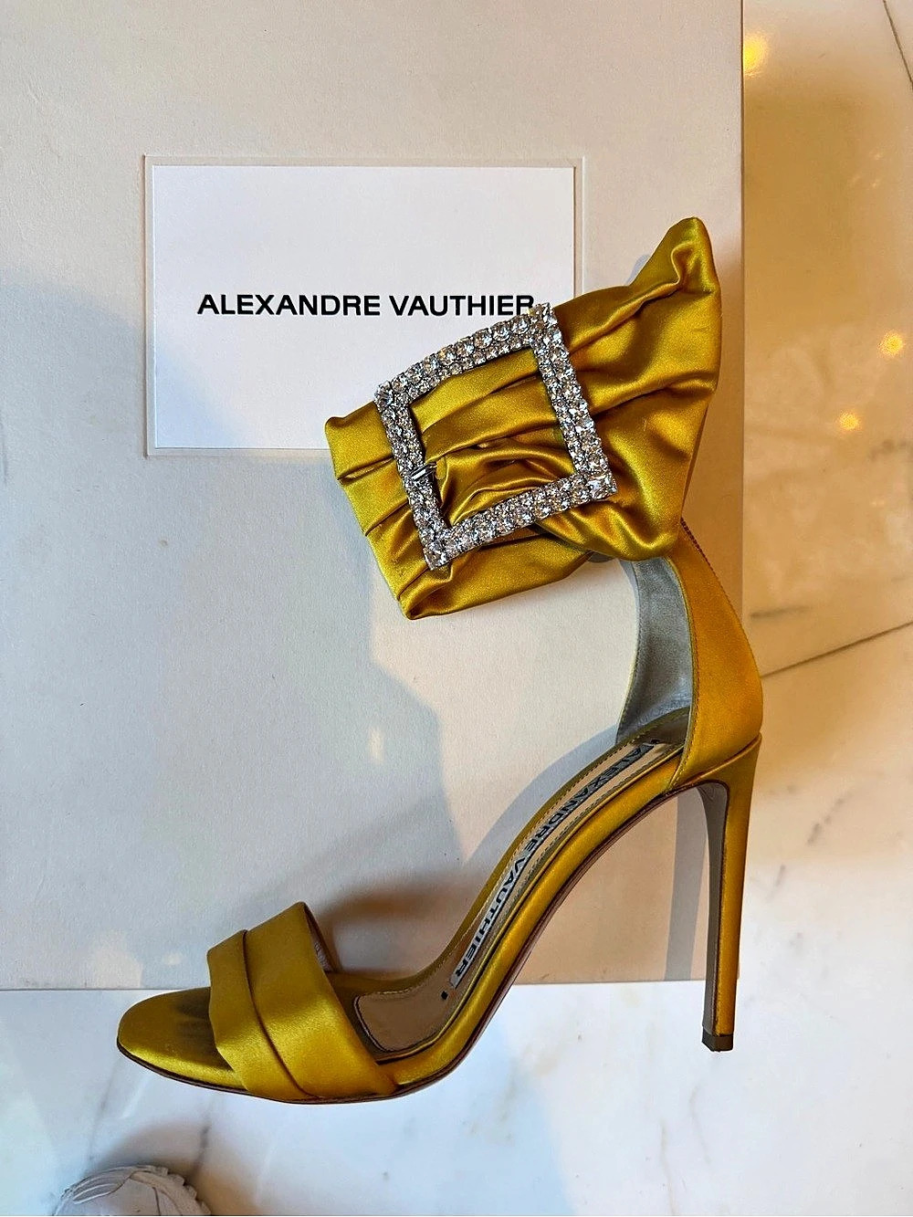 Alexandre Vauthier Yasminne Sandal Satin Heels Yellow EU 37